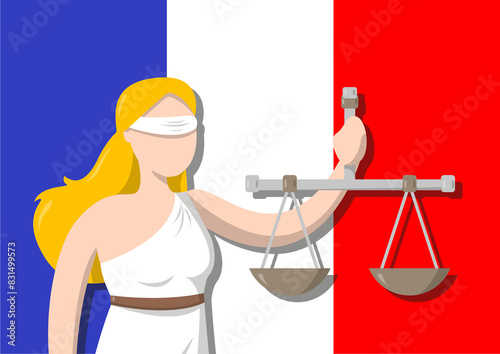 Justice in France, allegory of the french justice, lady of justice, blind woman holding a scale and sword photo