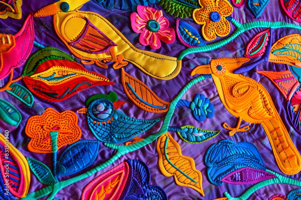 Molas from Panama Kuna Islands Bright Colorful Birds Molas from Panama Kuna Islands Bright Colorful Birds
