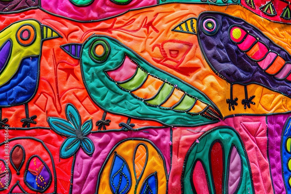 Molas from Panama Kuna Islands Bright Colorful Birds