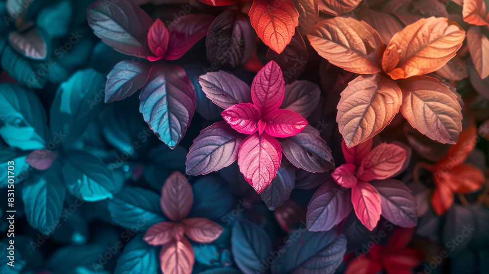 A close up of a bunch of colorful flowers with a blue background A close up of a bunch of colorful flowers with a blue background