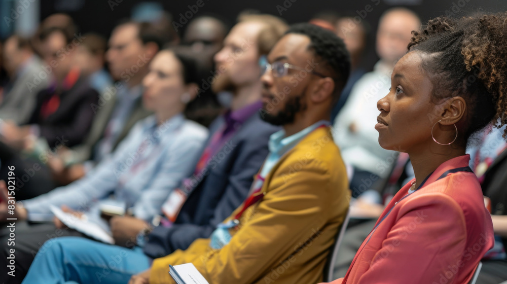 Attentive and diverse audience participating in a professional seminar Attentive and diverse audience participating in a professional seminar