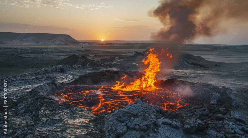 Burning gas in the mud volcanoes of Gobustan, Azerbaijan Burning gas in the mud volcanoes of Gobustan, Azerbaijan