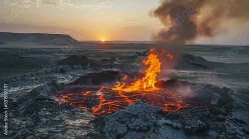 Burning gas in the mud volcanoes of Gobustan, Azerbaijan 