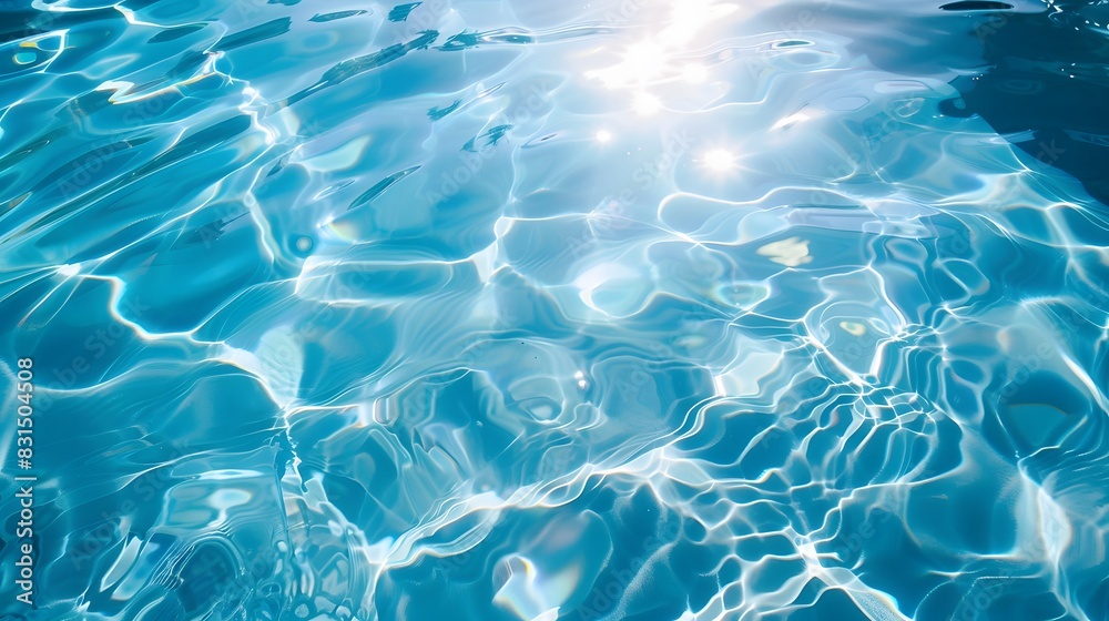 青いプールの水の背景と太陽光 青いプールの水の背景と太陽光