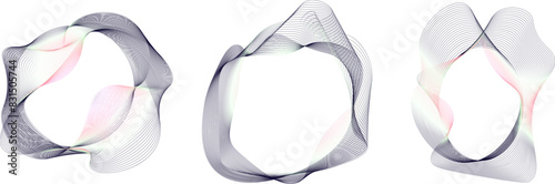 Abstract flowing wavy lines circle rings with gradient color. Digital round frequency track and voice equalizer. Vector blend