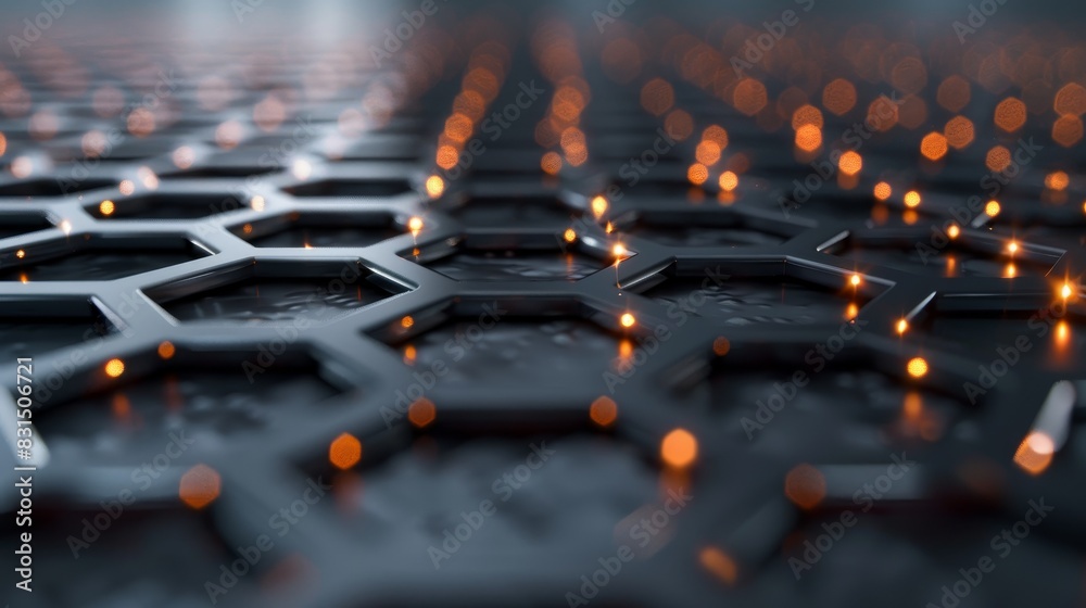 Fototapeta premium Vibrant Hexagonal Array: 3D Illustration with Depth and Natural Lighting