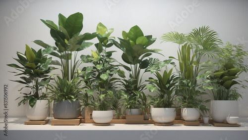  many different kinds of plants in front of a large window.