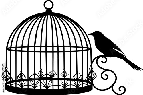 bird cage silhouette vector illustration