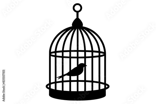 bird cage silhouette vector illustration