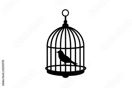 bird cage silhouette vector illustration