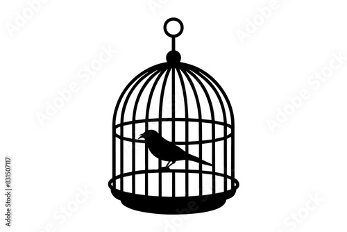 bird cage silhouette vector illustration
