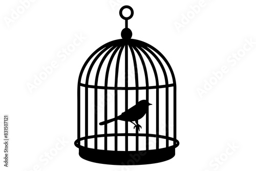 bird cage silhouette vector illustration