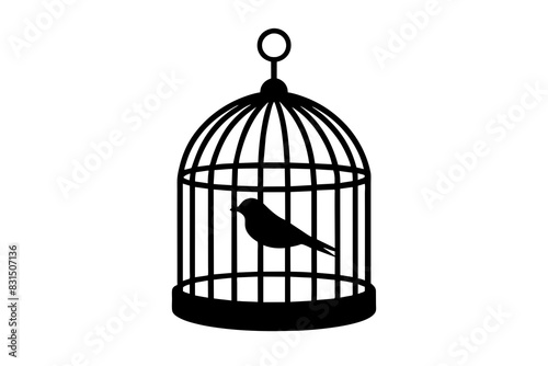 bird cage silhouette vector illustration