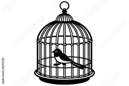 bird cage silhouette vector illustration