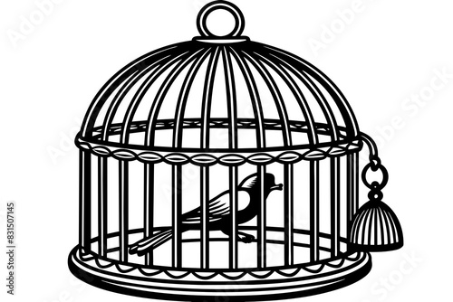 bird cage silhouette vector illustration