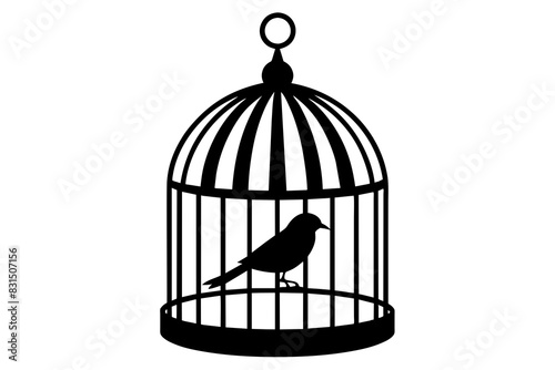 bird cage silhouette vector illustration