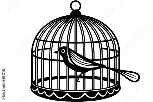 bird cage silhouette vector illustration