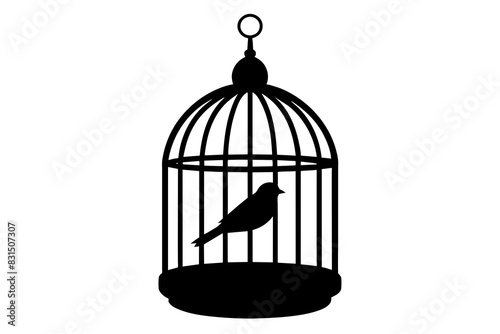 bird cage silhouette vector illustration