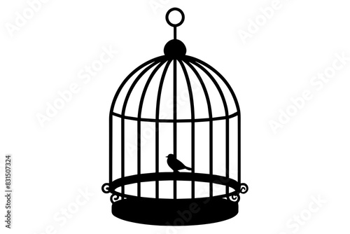 bird cage silhouette vector illustration