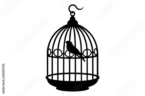 bird cage silhouette vector illustration
