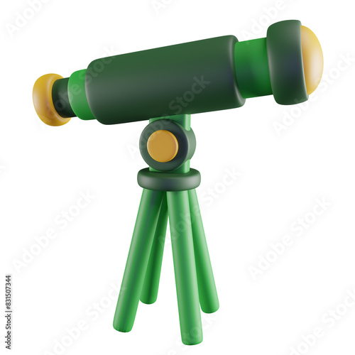 3D Illustration of Green Telescope photo