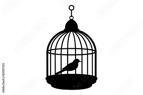 bird cage silhouette vector illustration