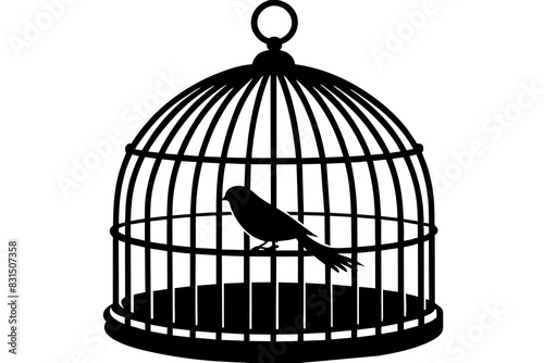 bird cage silhouette vector illustration