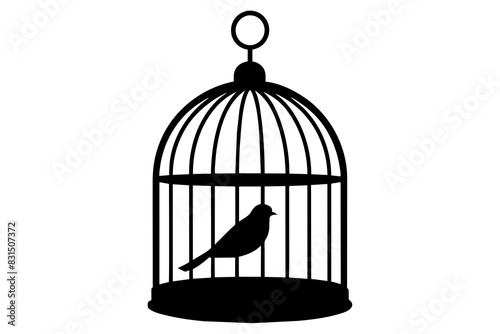 bird cage silhouette vector illustration