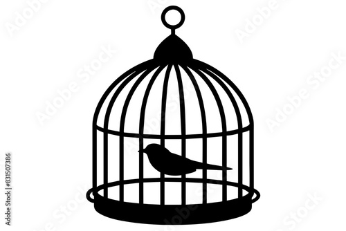 bird cage silhouette vector illustration