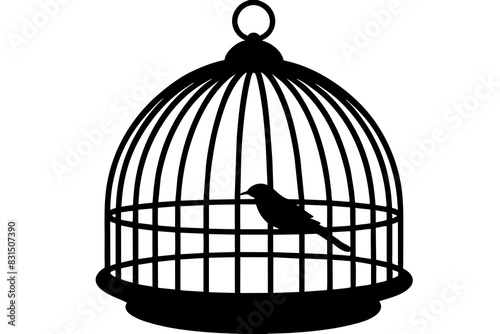 bird cage silhouette vector illustration