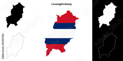 Louangphrabang province outline map set