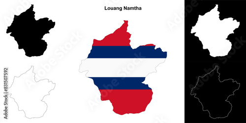Louang Namtha province outline map set photo