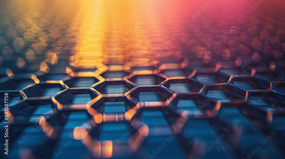 Obraz premium Illuminated Hexagonal Grid with Soft Gradient Colors