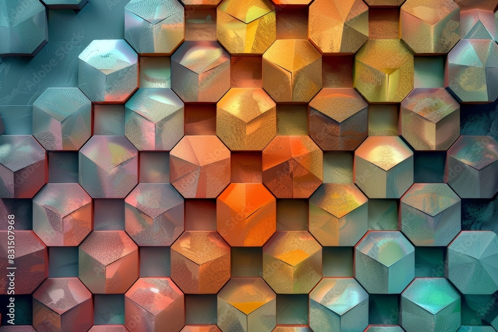 Geometric Harmony: Stacked Hexagons Abstract Background Geometric Harmony: Stacked Hexagons Abstract Background