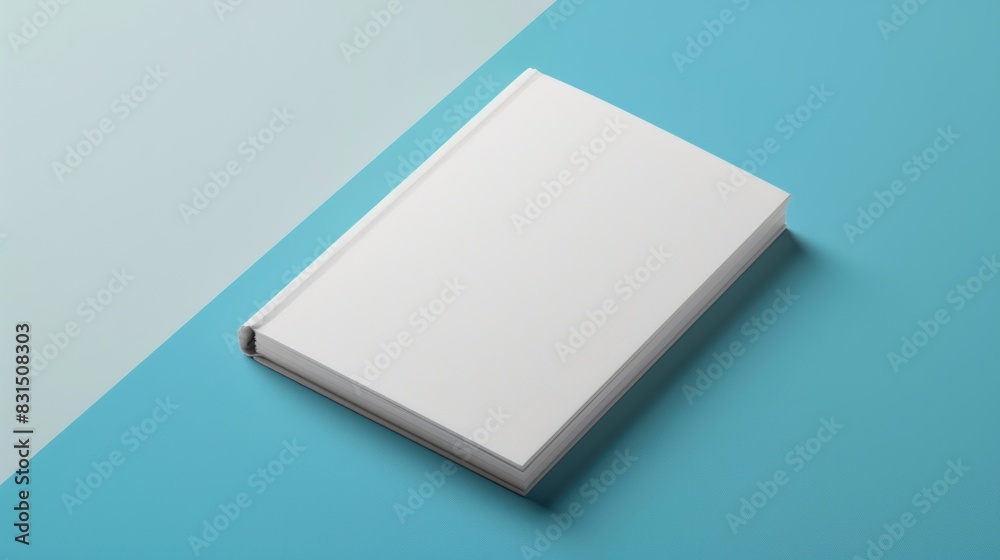A pristine white notebook sitting gracefully on a minimalistic blue desk - AI Generated Digital Art A pristine white notebook sitting gracefully on a minimalistic blue desk - AI Generated Digital Art