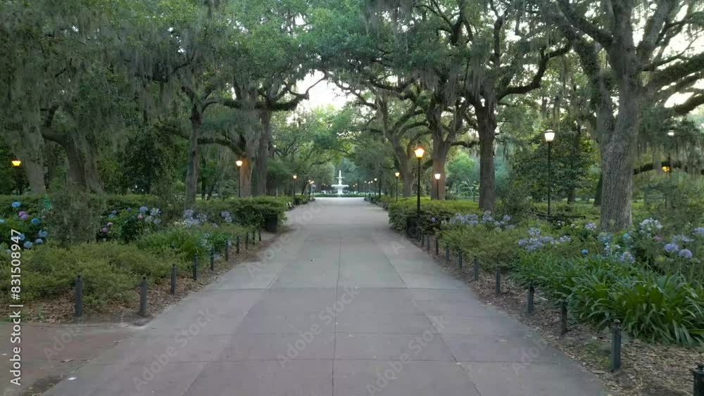 Forsyth Park Fountain South Side Savannah Georgia 4K