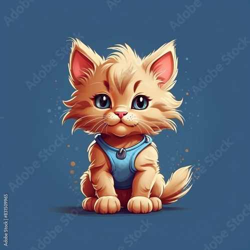 Cute kitten Vector Logo little animal character  illustration simbol print