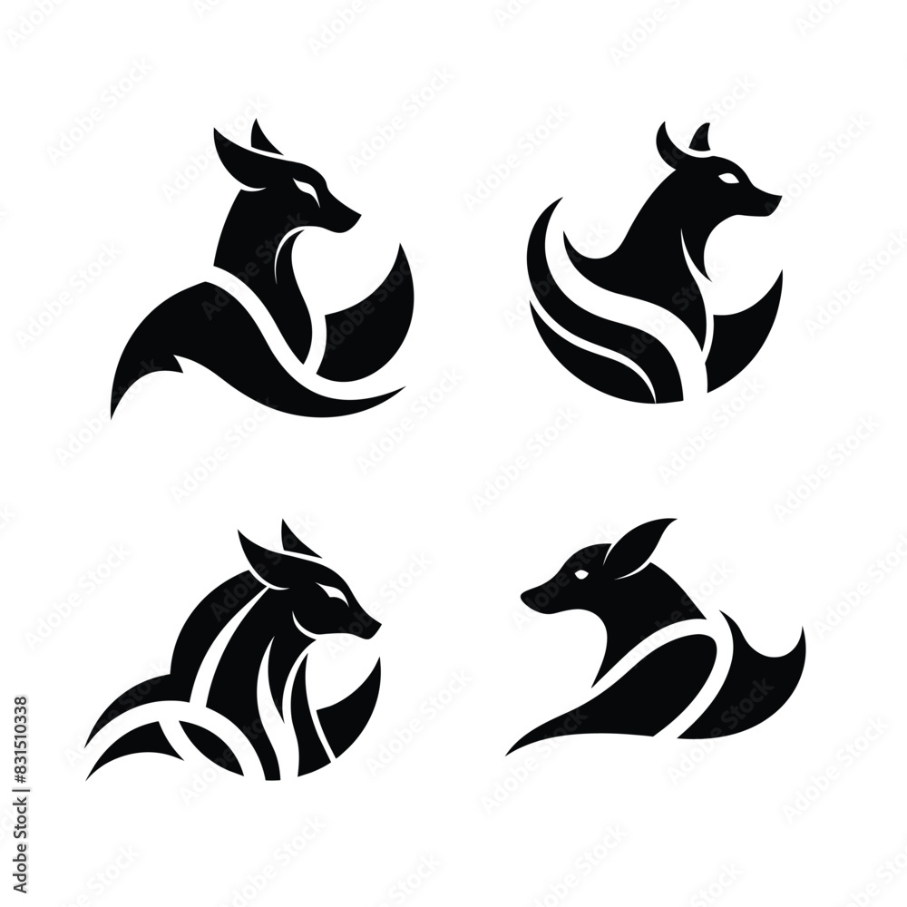 set of black and white horses animal icons -vector illustratoni set of black and white horses animal icons -vector illustratoni
