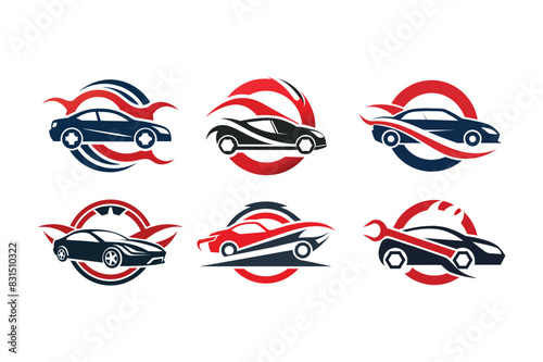 set of automobile logo on white background -vector illustraton