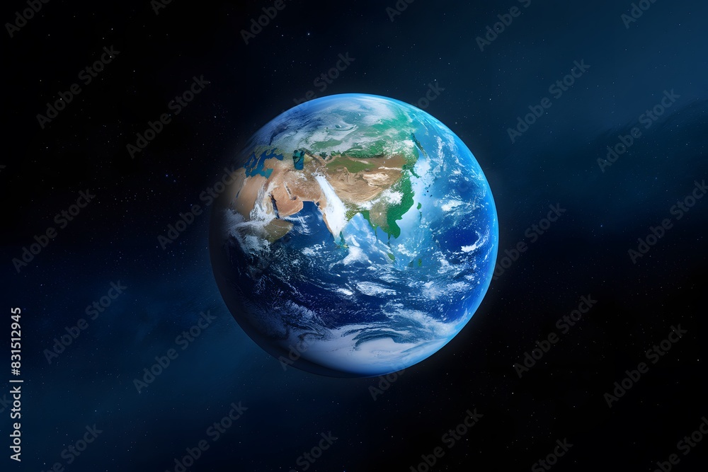 Earth, a beautiful blue orb in space, with white clouds and patches of land Earth, a beautiful blue orb in space, with white clouds and patches of land