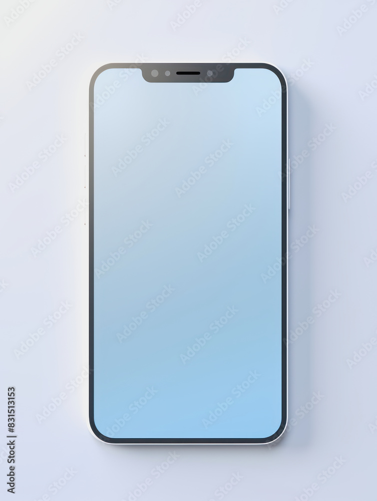blank smartphone mockup against white background, light blue screen blank smartphone mockup against white background, light blue screen