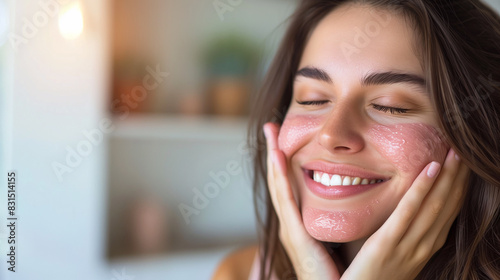 Woman after successful rosacea treatment. Laser treatment of skin problem. Dermatology problem.
