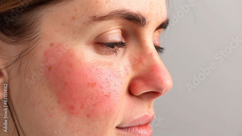 Woman after successful rosacea treatment. Laser treatment of skin problem. Dermatology problem.