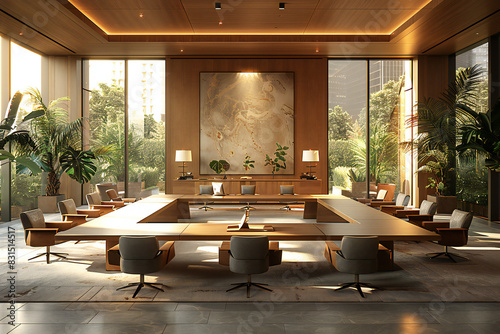 Modern Wooden Meeting Room Interior