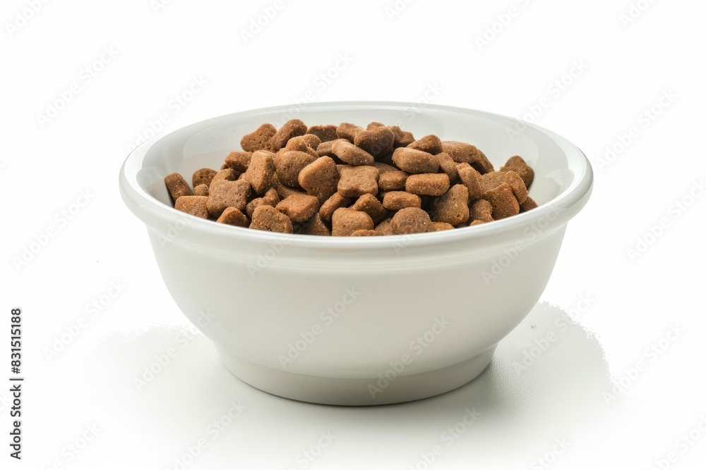 Dry dog food in a bowl on a white background. Isolated Dry dog food in a bowl on a white background. Isolated