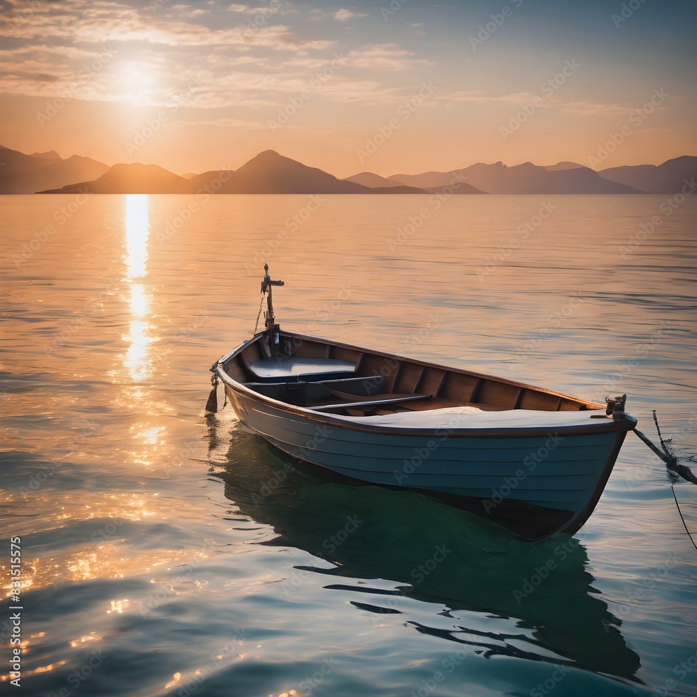 Naklejka premium boat at sunset