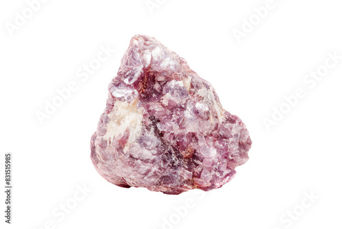 Lepidolite mineral stone in the rock a white background close up