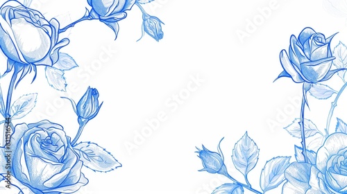 Blue Roses Illustration, Generative AI