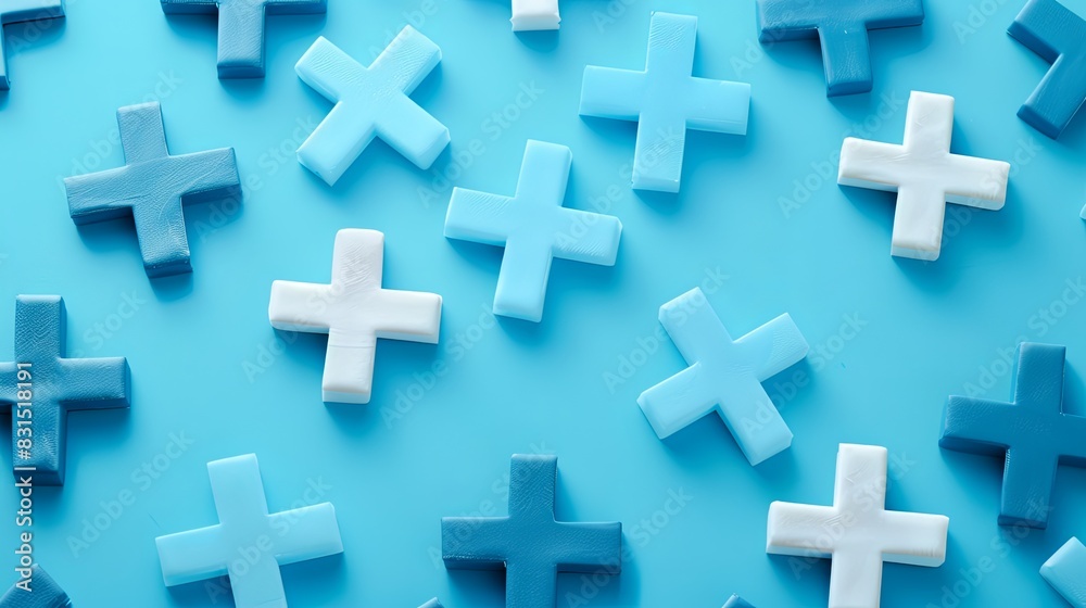 Obraz premium Simplified Abstract Blue Medical Crosses