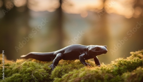 full lenght salamander in natural habitat photo